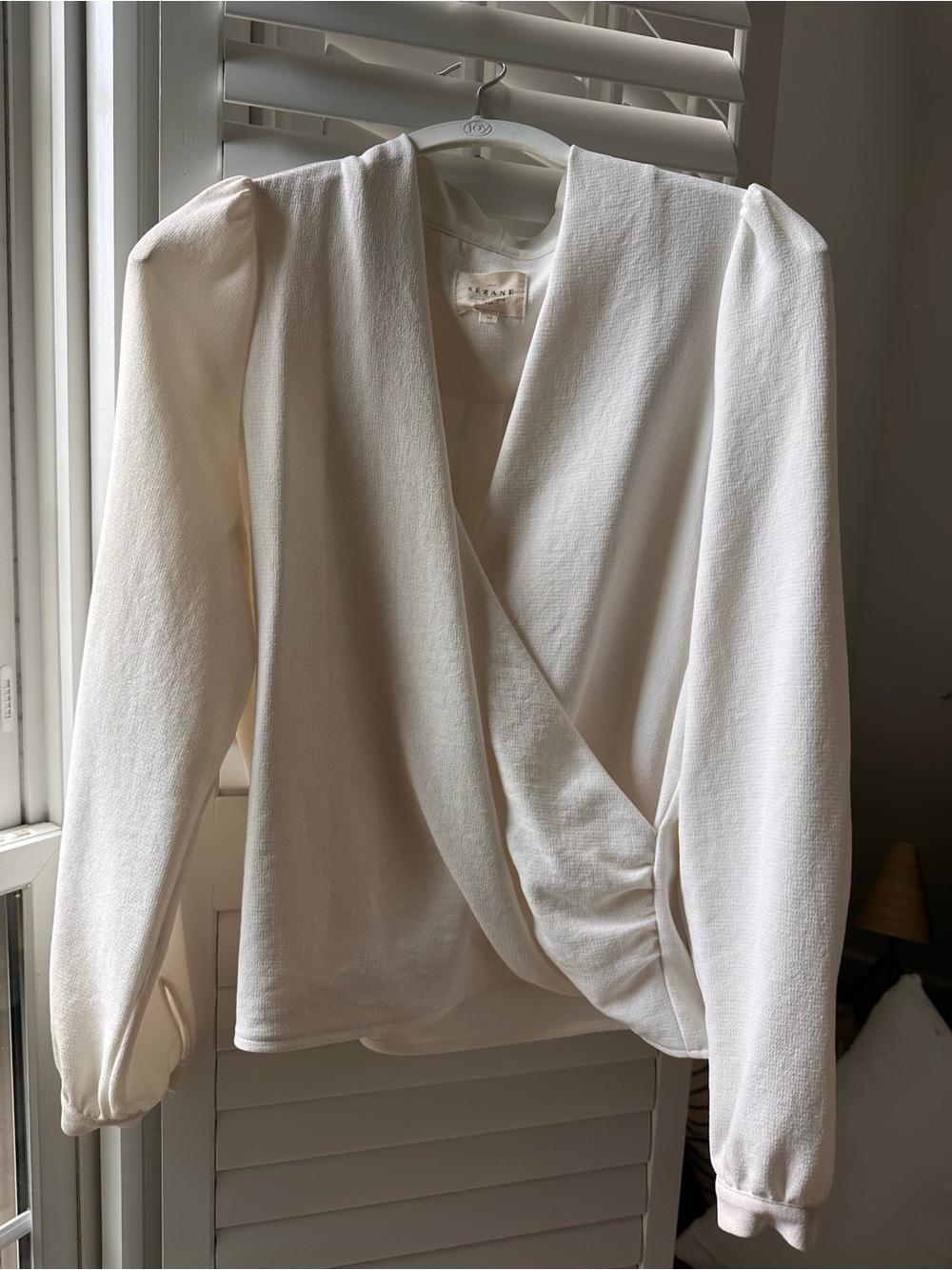Sezane Cream Wrap-Style Blouse